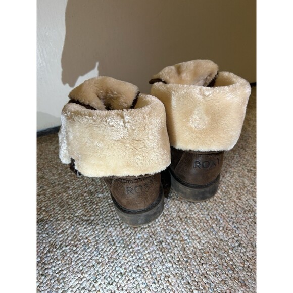 Roxy Bruna Fold Over Fuzzy Combat Boots Chocolate brown 8.5 - Picture 15 of 16